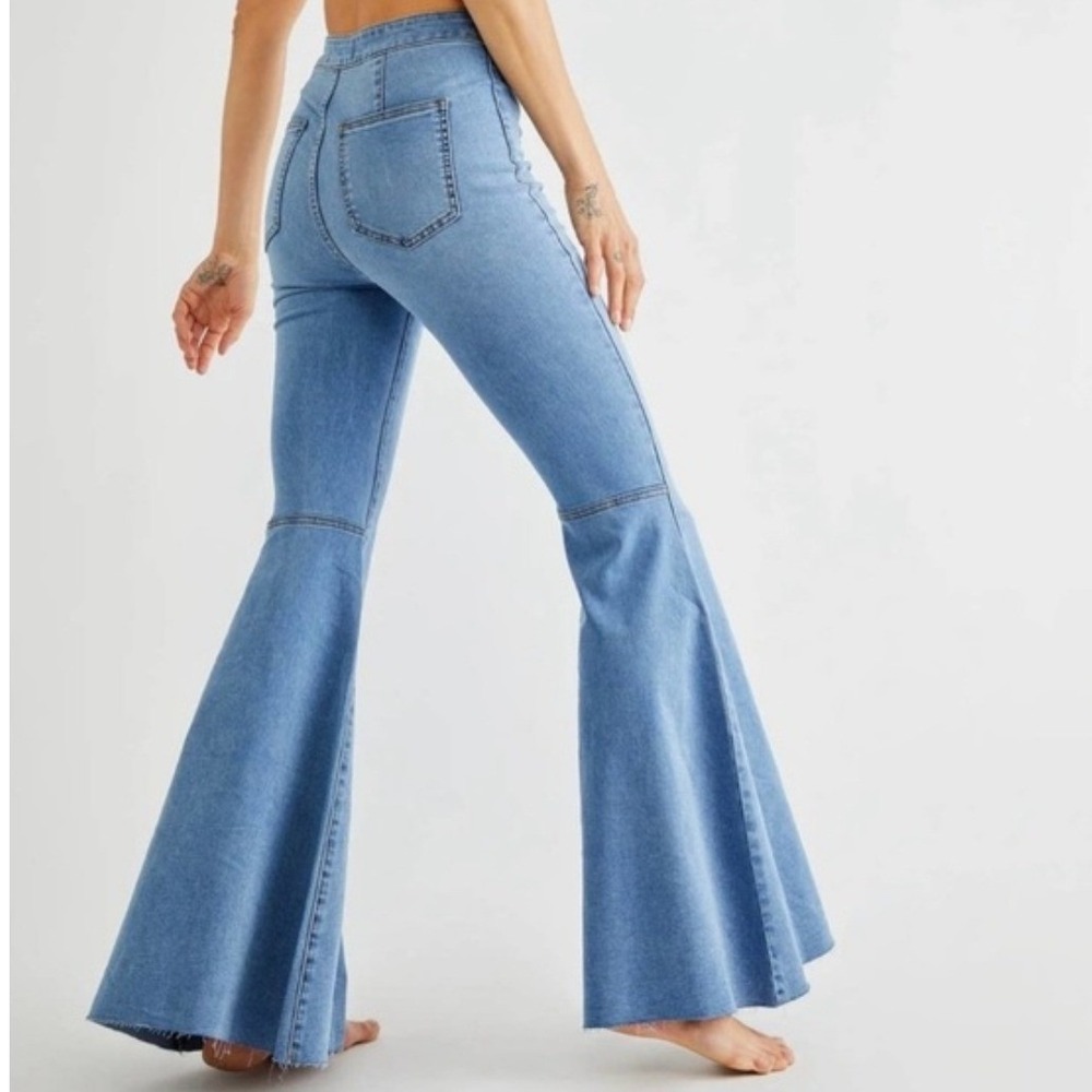 Free People Light Blue High-Rise Flare Jeans